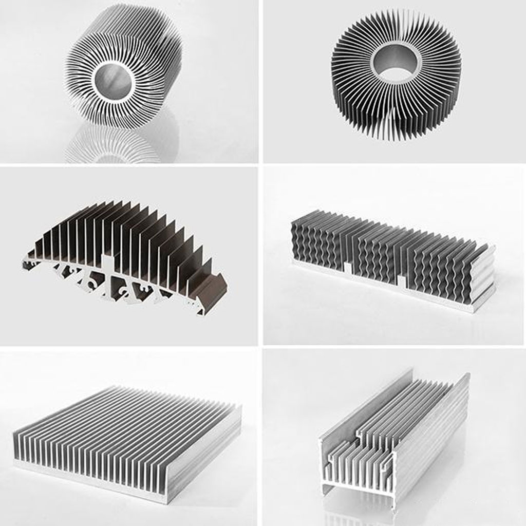 Aluminum extrusion heat sinks in various shapes